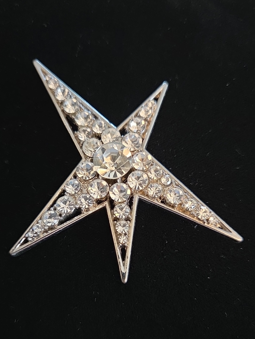 CmCrystal Starburst Brooch - Sparkling Clear Rhinestone Accent